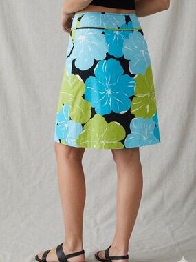 Grace Dane Lewis Workshop Bright Floral A-LinFloral A-Line Skirt in Blue & Green